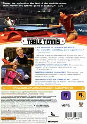 Rockstar Table Tennis (USA) box cover back